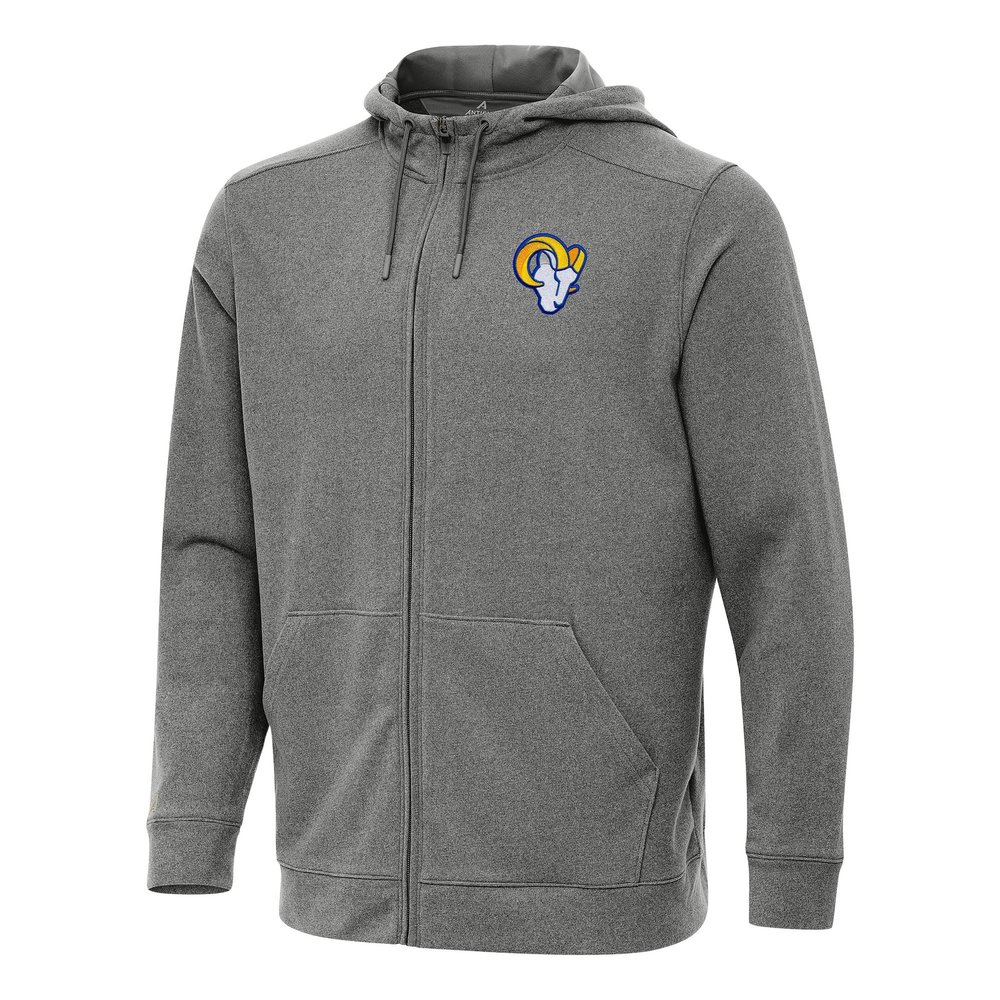 Antigua Men's Heather Black Los Angeles Rams Effortless Full-Zip Hoodie