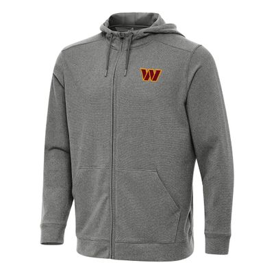 Antigua Men's Heather Black Washington Commanders Effortless Full-Zip Hoodie