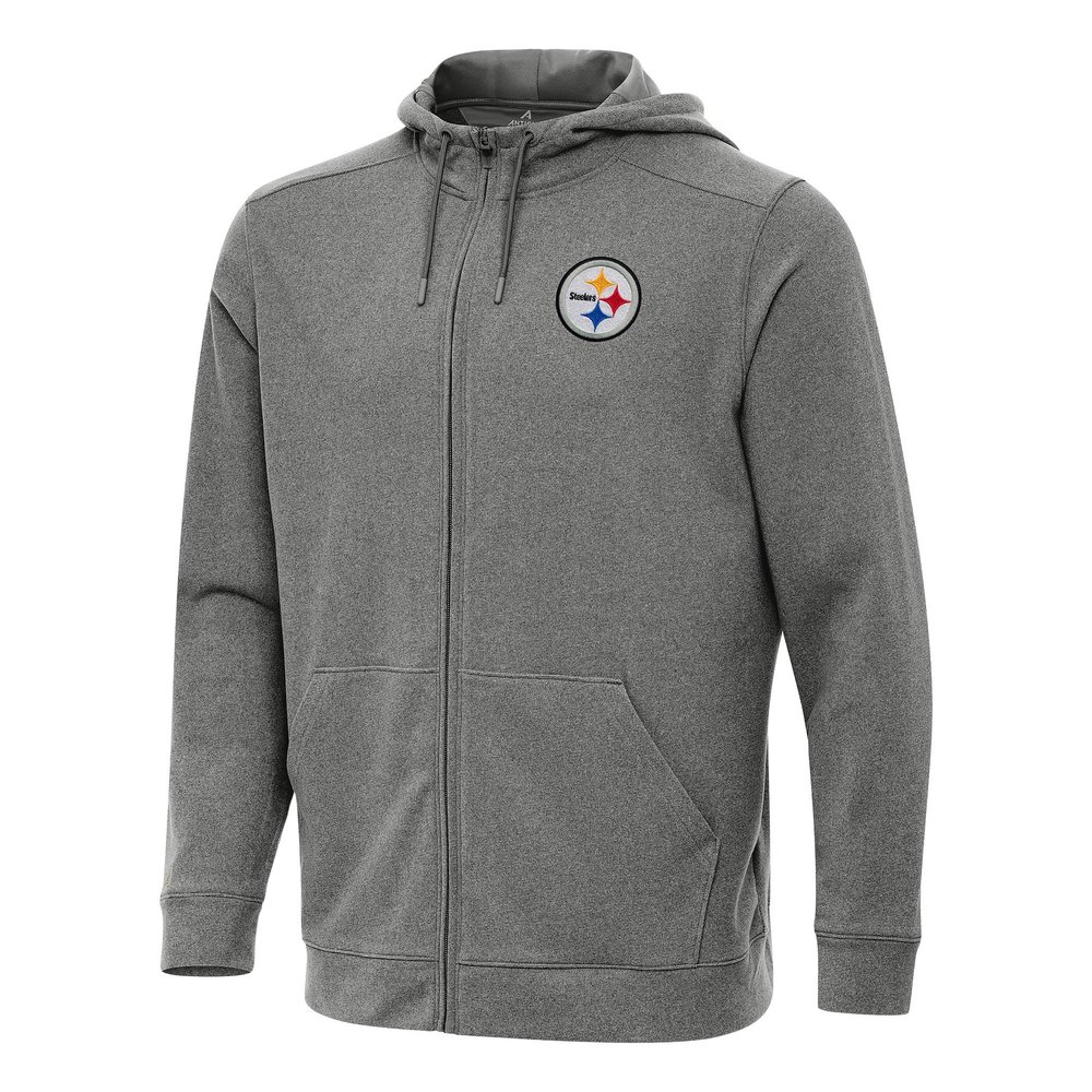 Antigua Men's Heather Black Pittsburgh Steelers Effortless Full-Zip Hoodie