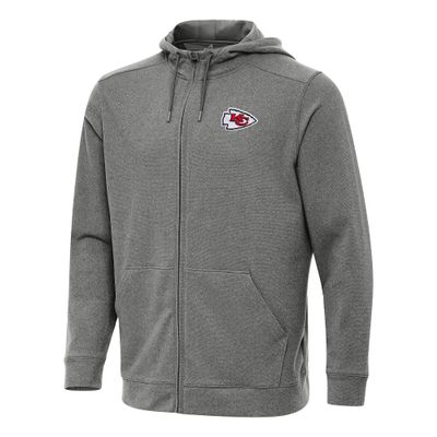 Antigua Men's Heather Black Kansas City Chiefs Effortless Full-Zip Hoodie