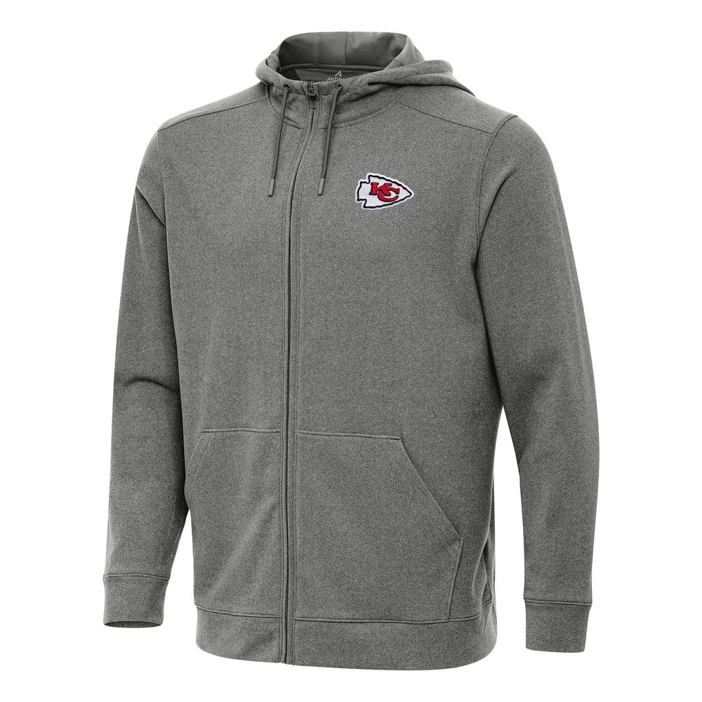 Antigua Men's Heather Black Kansas City Chiefs Effortless Full-Zip Hoodie