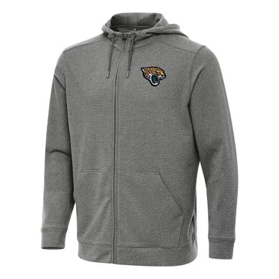 Antigua Men's Heather Black Jacksonville Jaguars Effortless Full-Zip Hoodie