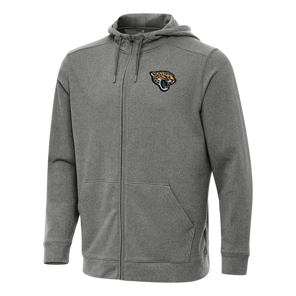 Antigua Men's Heather Black Jacksonville Jaguars Effortless Full-Zip Hoodie
