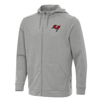 Antigua Men's Heather Gray Tampa Bay Buccaneers Effortless Full-Zip Hoodie