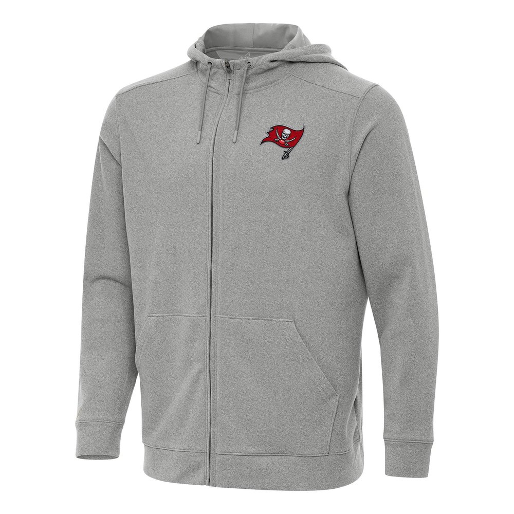 Antigua Men's Heather Gray Tampa Bay Buccaneers Effortless Full-Zip Hoodie
