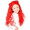 Askuang Long Wavy Red Wig for Cosplay Red Costume Wig with 2 Buns for Halloween Party Wig (Small Size) view 1