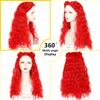 Askuang Long Wavy Red Wig for Cosplay Red Costume Wig with 2 Buns for Halloween Party Wig (Small Size) view 3