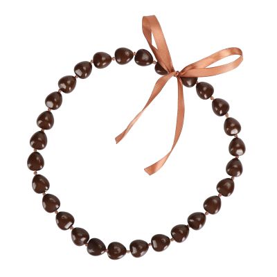 Alomejor Nut Necklace, Good Luck Symbol Kukui Nut Lei Necklace, Resin Nut Necklace with Ribbon Bow for Men and Women (Brown)
