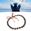 Alomejor Nut Necklace, Good Luck Symbol Kukui Nut Lei Necklace, Resin Nut Necklace with Ribbon Bow for Men and Women (Brown) view 3