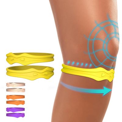Fit Geno Knee Strap Patella Support: Knee Band for Patellar Tendon Pain Relief - Knee Brace for Tendonitis Jumpers Running Sports Basketball Men Women 2 Packs (Yellow)