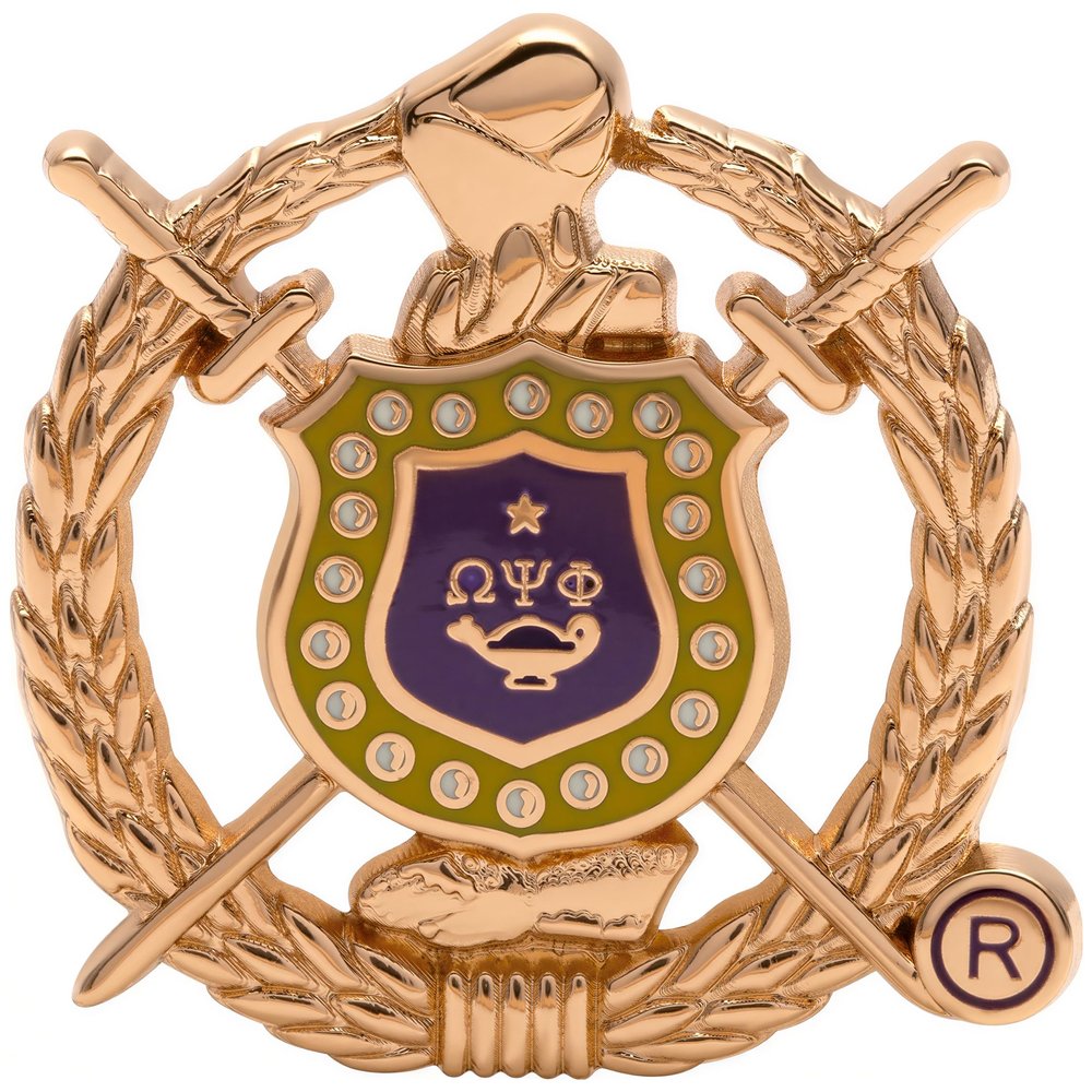 Omega Psi/ Phi 3D Shield Lapel Pin [Gold - 1"] - ID#4289