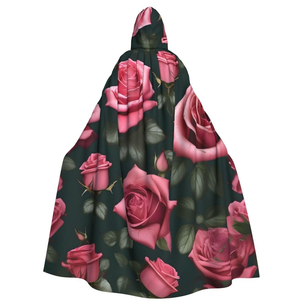 MUFLVDX Rose Skull Eyes Unisex Hooded Robe Cloak Halloween Cool Cosplay Witch Costume Adults Cloak Party Cape