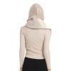 Hooded Scarf with Pockets Cute-Little-Piggy Warm Long Hooded Scarf with Mittens Black view 2
