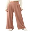 EVALESS Women's Work Pants High Waisted Wide Leg Casual Fleece Lined Trousers Solid Color Loose Fitting Warm Palazzo Pants 2025 Elastic Waist Flowy Slacks with Pockets Pink X-Large view 1