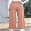 EVALESS Women's Work Pants High Waisted Wide Leg Casual Fleece Lined Trousers Solid Color Loose Fitting Warm Palazzo Pants 2025 Elastic Waist Flowy Slacks with Pockets Pink X-Large view 2
