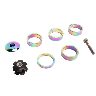 28.6mm Headset Spacers Aluminum Alloy Colorful Stem Top Headset Star Nut Set for Mountain Road Fixed Gear Bikes