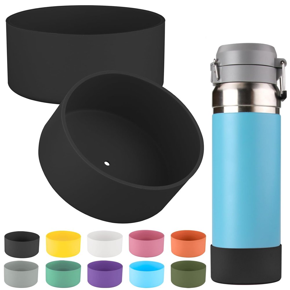 2 Pcs Silicone Boot Sleeve Compatible Stanley Quick Flip GO Water Bottle,for Stanley Quick Flip GO Water 36oz Bottle Boot.Avoid Scratches and Noise (Black, 36oz)
