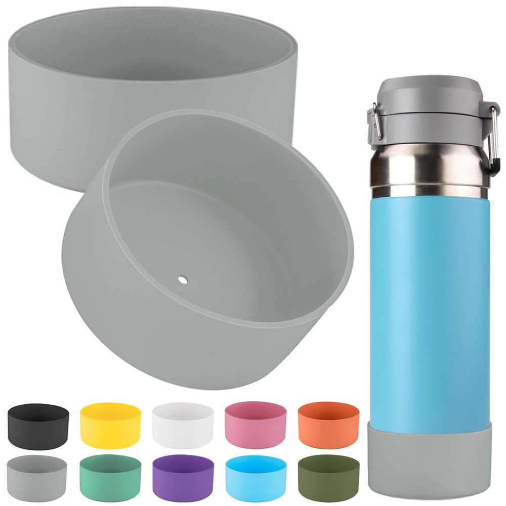 2 Pcs Silicone Boot Sleeve Compatible Stanley Quick Flip GO Water Bottle,for Stanley Quick Flip GO Water 36oz Bottle Boot.Avoid Scratches and Noise (Gray, 36oz)