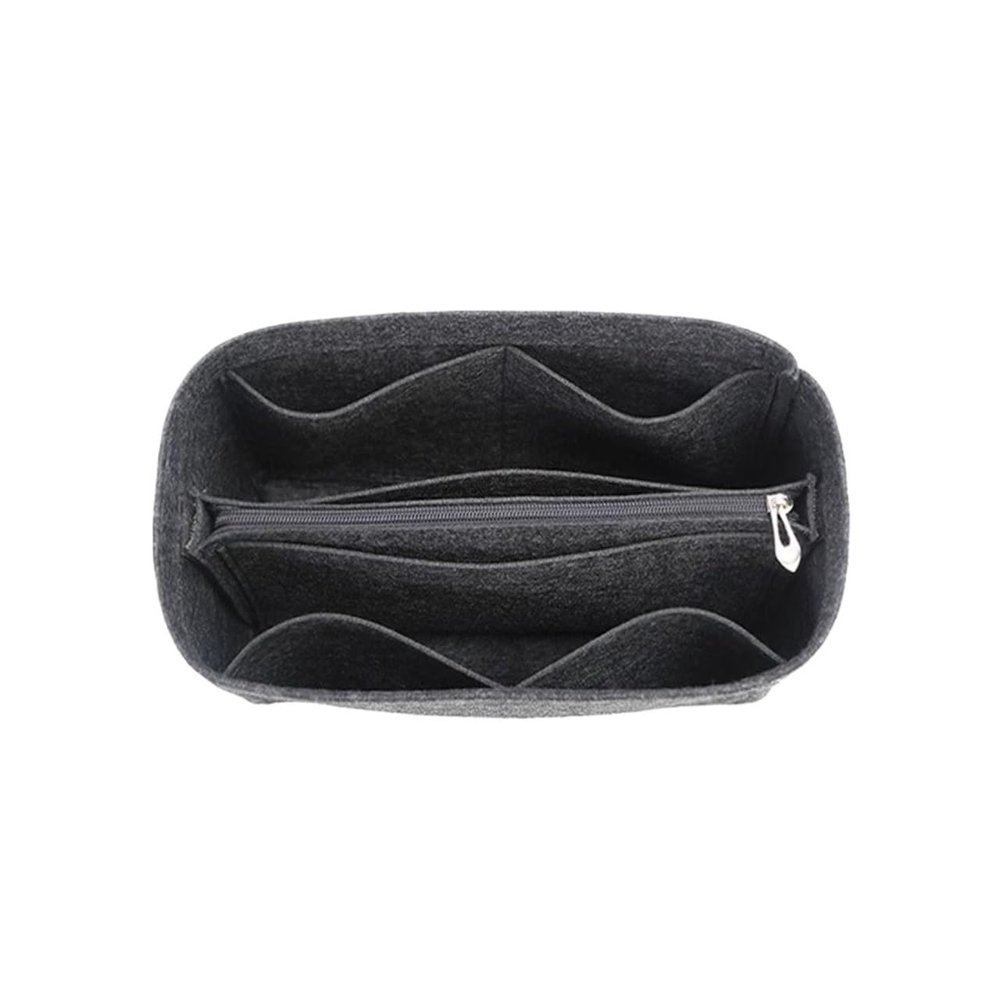Bag organizer liner storage bag for LV keepall handbags bag storage plug-in portable cosmetic bag(Blcak gray a,For keepall 25)