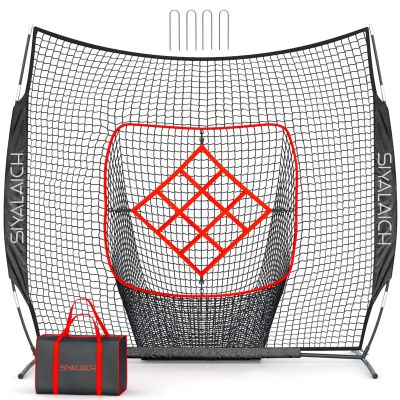 Baseball & Softball Batting Net,Pitching Net (7 x 7 ft), with 9-Hole Target Hole Strike Zone, with Carry Bag,for Kids and Adults of All Skill Levels
