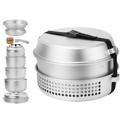 Tissting Camping Cookware Set, Aluminum Alloy Campfire Cooking Pots Frying Pans Portable Stove Kettle Lightweight Outdoor Cooking Set for Camping, Backpacking, Hiking, Picnic, Cooking Acces