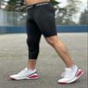 Adult Basketball Single Leg Compression Capris with Knee Pad, One Leg Tight w Knee Pad, Black (X-Large, Right Long) view 2
