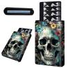 Credit Card Holder Aluminum Auto Pop Up Wallet, Slim Minimalist Credit Card Holder For Men and Women, Leather Card Case Front Pocket Trifold Wallet RFID Blocking Wallets,Skull Gray Rose Flower view 1