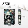 Credit Card Holder Aluminum Auto Pop Up Wallet, Slim Minimalist Credit Card Holder For Men and Women, Leather Card Case Front Pocket Trifold Wallet RFID Blocking Wallets,Skull Gray Rose Flower view 2