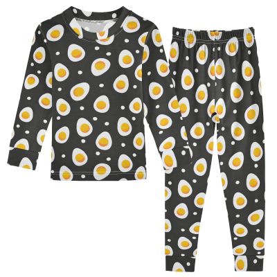 ALAZA Fried Eggs Polka Dot 2 Piece Pajama Set Long Sleeve Top and Pants Sleepwear Unisex 6Y Multicolor