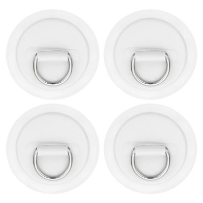 PATIKIL 3.1" Paddle Board D Rings, 4 Pcs Stainless Steel D-Ring PVC Patch Pad No Glue Include for Raft Kayak Inflatable Boat Surfboard, White