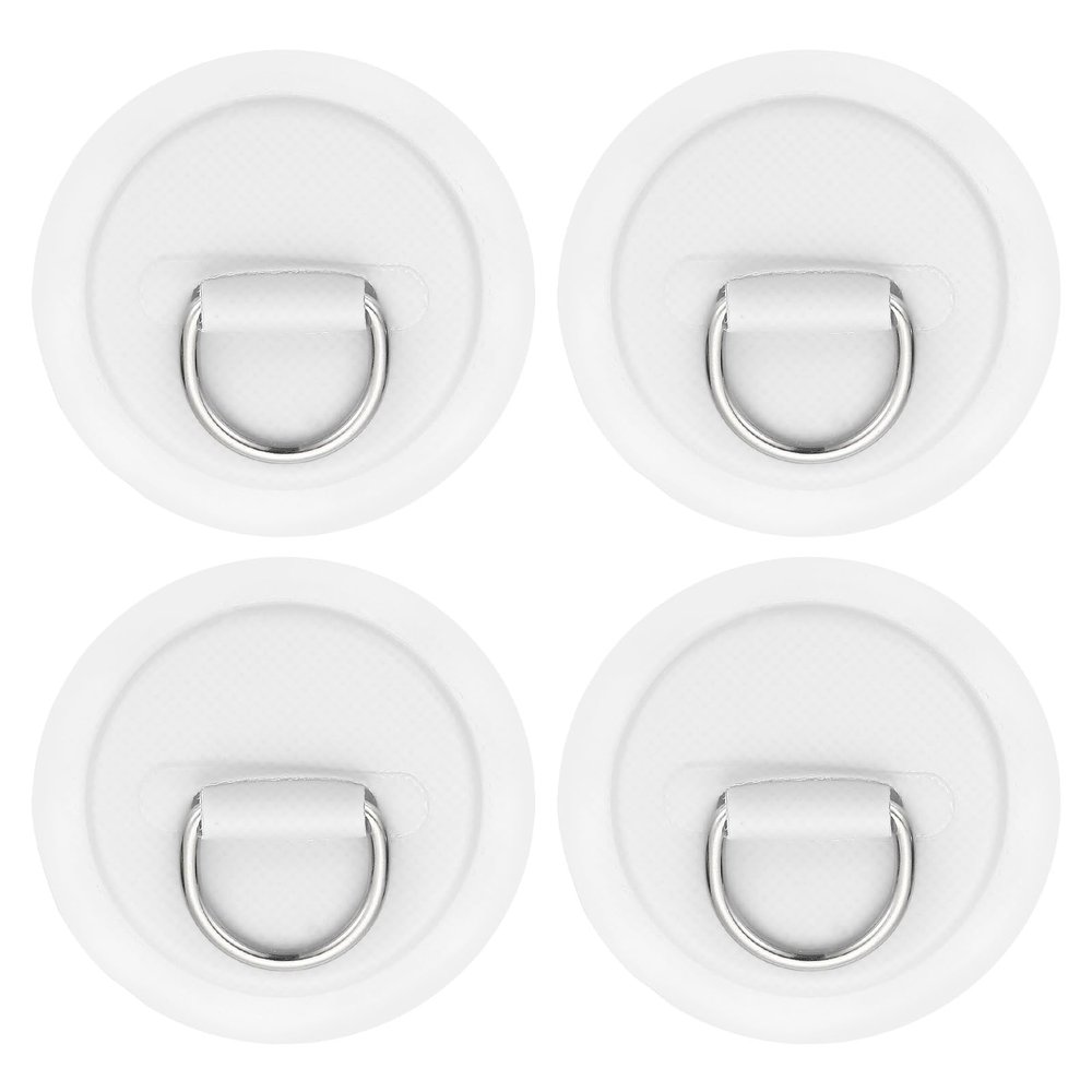 PATIKIL 3.1" Paddle Board D Rings, 4 Pcs Stainless Steel D-Ring PVC Patch Pad No Glue Include for Raft Kayak Inflatable Boat Surfboard, White