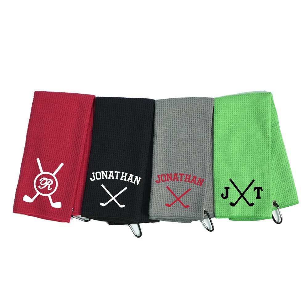 Personalized Golf Towel - Custom Name or Monogram Embroidered for Dad, Groomsmen, or Golf Lover - Ideal Gift for Fathers Day, Weddings, and Birthdays - Premium Golf Towels for Every Occasion