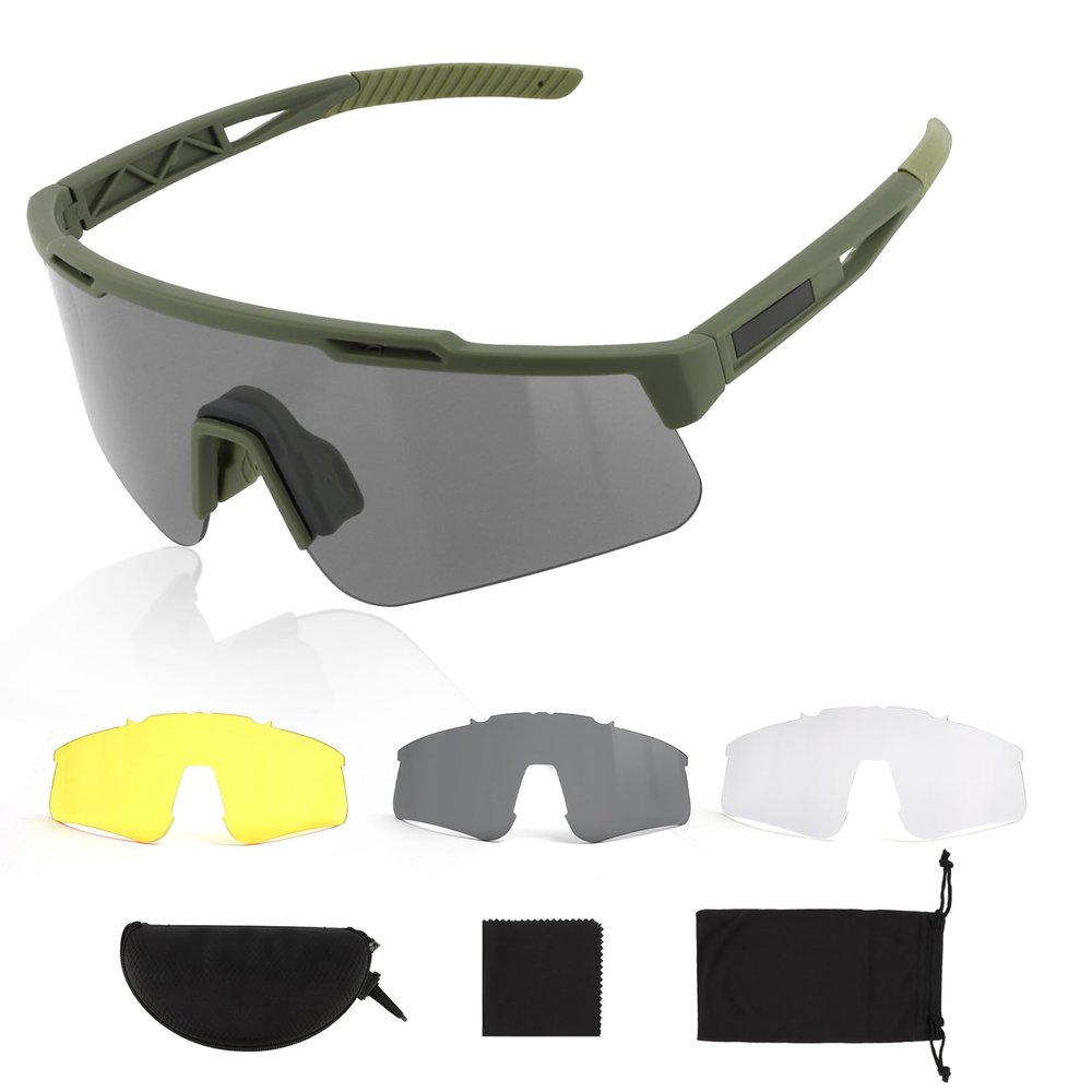 ToopMount Tactical Eyewear Anti Fog, ANSI Z87.1 Sports Glasses with 3 Interchangeable Lens UV400 Protection Airsoft Goggle