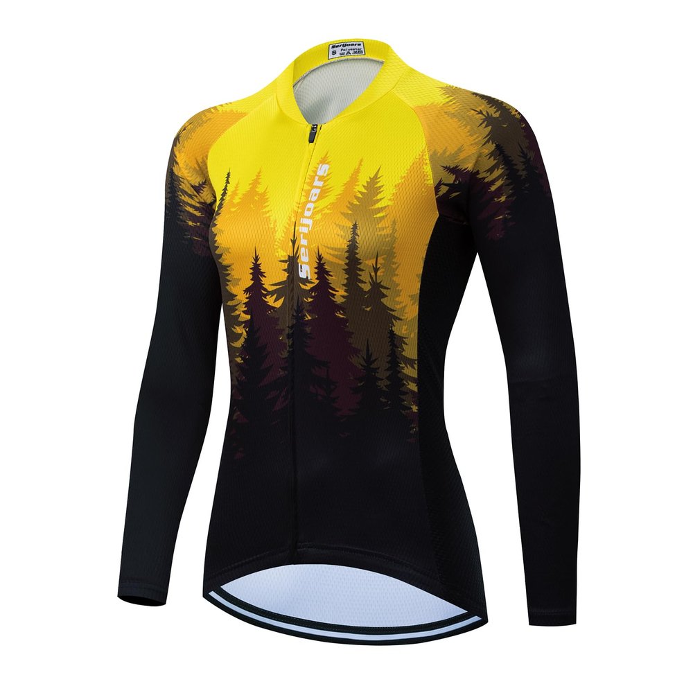 Women's Long Sleeve Cycling Jersey, Quick Dry Bike Top with Reflective Strip, Zipper and Pockets (US, Alpha, Small, Regular, Regular, HMXC030)