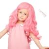 Askuang Long Curly Pink Wig with Hairpin Side Parting Pink Cosplay Wig for Halloween Costume Party (Small Size) view 1