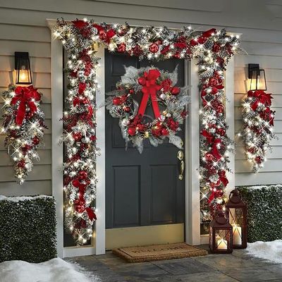 Christmas Porch Sign Set Red Xmas Hanging Decor Fit for Home Wall Front Door Decor