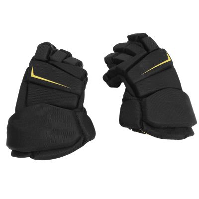 Ice Hockey Gloves Lightweight Protective Equipment for Hockey Player Roller Field Nylon Microfiber EVA PE Shell Black (Akozonigt3yck29h-12)