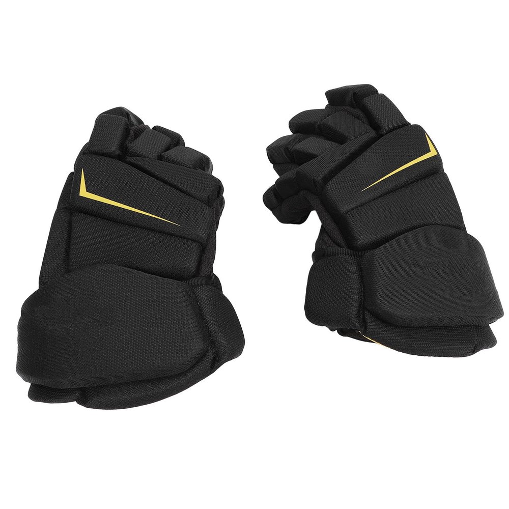 Ice Hockey Gloves Lightweight Protective Equipment for Hockey Player Roller Field Nylon Microfiber EVA PE Shell Black (Akozonigt3yck29h-12)