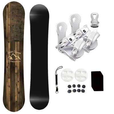 Symbolic Freedom USA Youth Kids Snowboard & White Bindings Stomp Pad, Leash Package (90cm & White Bindings XXXS Todlr (9-11c))