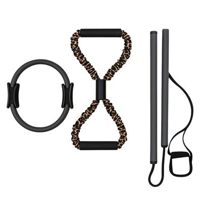 I.U.O.T Pilates Bar and Ring Set | Pilates Bar | Pilates Ring | Resistance Band | Black