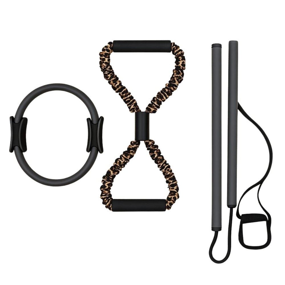 I.U.O.T Pilates Bar and Ring Set | Pilates Bar | Pilates Ring | Resistance Band | Black