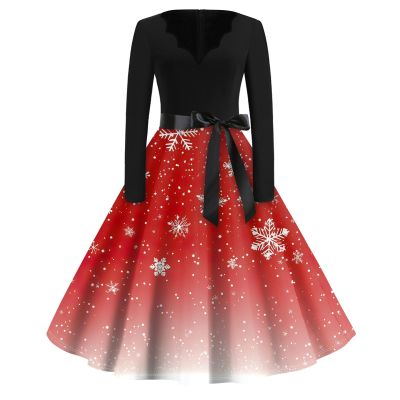 Christmas Dresses Christmas Dress for Women Plus Size Long Sleeve V Neck XX-Large 01-Red