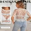 Avidlove Sheer Crop Tops for Women Mesh Crop Shirt See Through Tee Short Sleeve (Daisy White, X-Large) view 4
