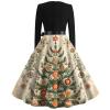 Christmas Dresses Christmas Dress for Women Plus Size Long Sleeve V Neck 3X-Large 01-Khaki view 3