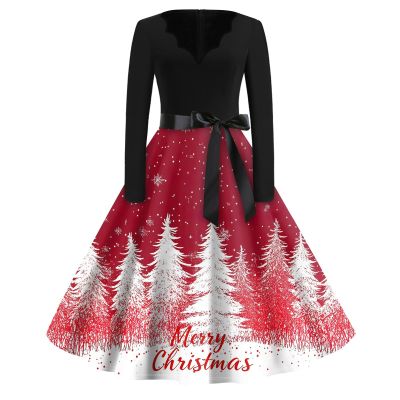 Christmas Dresses Christmas Dress for Women Plus Size Long Sleeve V Neck Medium 03-White