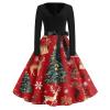 Christmas Dresses Christmas Dress for Women Plus Size Long Sleeve V Neck Medium 02-Dark Green view 1