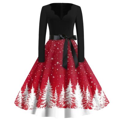 Christmas Dresses Christmas Dress for Women Plus Size Long Sleeve V Neck XX-Large 02-Red