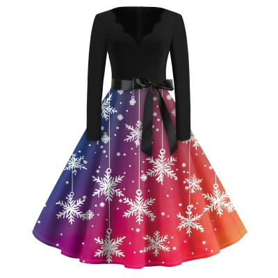 Christmas Dresses Christmas Dress for Women Plus Size Long Sleeve V Neck Small 02-Purple