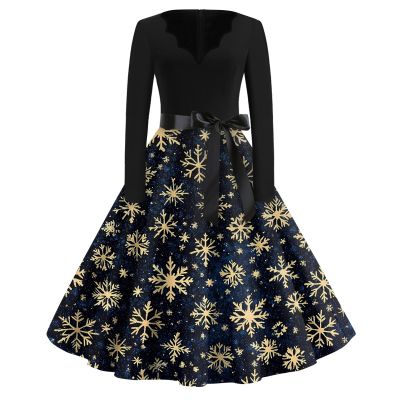 Christmas Dresses Christmas Dress for Women Plus Size Long Sleeve V Neck Small 04-Navy