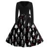 Christmas Dresses Christmas Dress for Women Plus Size Long Sleeve V Neck Large 04-Black view 1